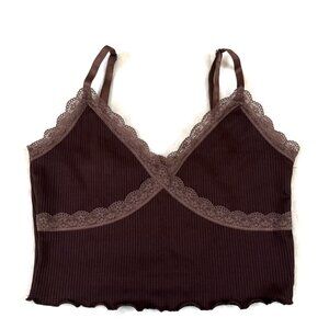 H&M brown cropped lace tank top size large